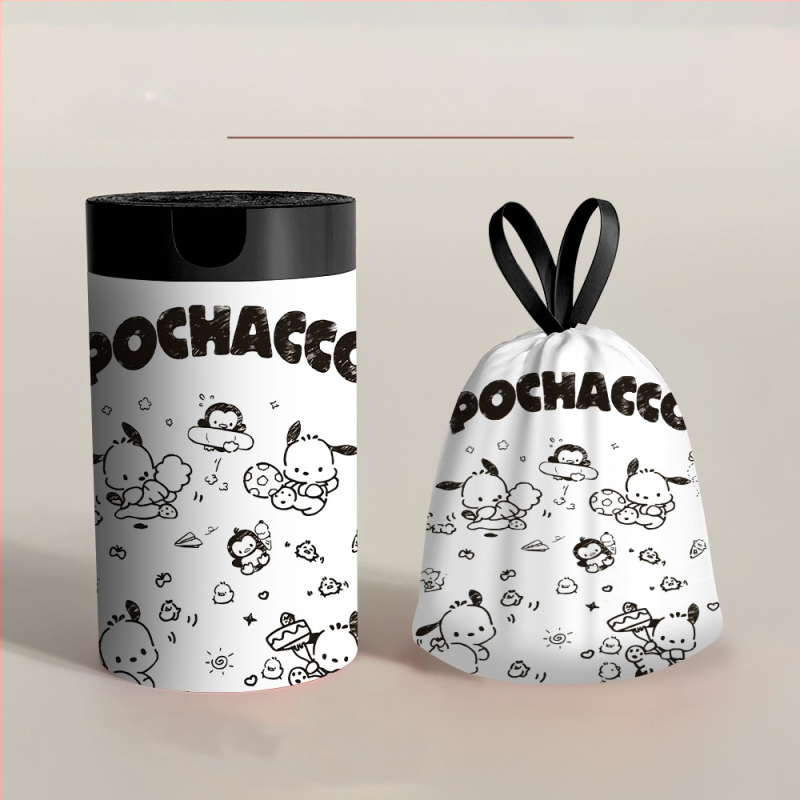 Plastikinis animacinių filmukų šiukšlių maišas, buitinis raišteliu nešiojamas studentų stalo veido krepšys, kelioninis vienkartinis laikymo krepšys