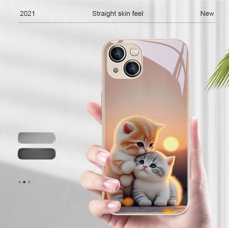 Carcasă de telefon mobil pentru Apple 15, carcasă de telefon mobil pentru Apple 16, carcasă de telefon mobil pentru Apple 13, cu design nou pentru cupluri, 15Pro, lichidă, 11Pro, pisică drăguță