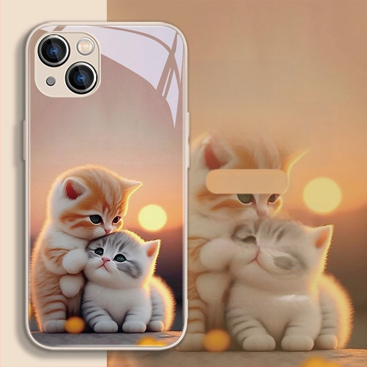 Carcasă de telefon mobil pentru Apple 15, carcasă de telefon mobil pentru Apple 16, carcasă de telefon mobil pentru Apple 13, cu design nou pentru cupluri, 15Pro, lichidă, 11Pro, pisică drăguță