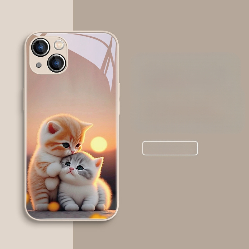 Carcasă de telefon mobil pentru Apple 15, carcasă de telefon mobil pentru Apple 16, carcasă de telefon mobil pentru Apple 13, cu design nou pentru cupluri, 15Pro, lichidă, 11Pro, pisică drăguță
