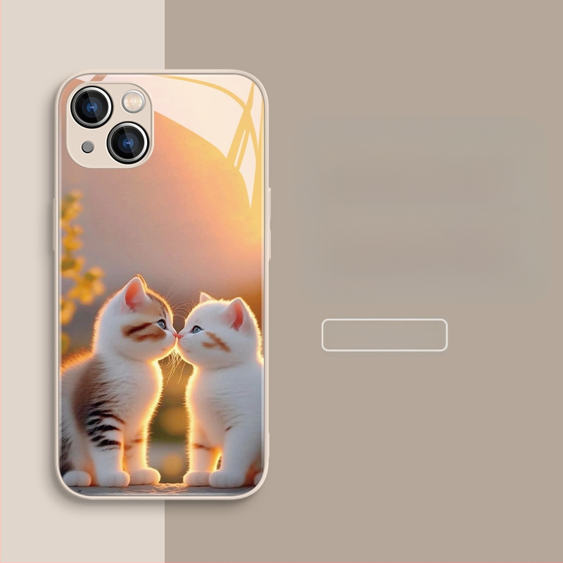 Carcasă de telefon mobil pentru Apple 15, carcasă de telefon mobil pentru Apple 16, carcasă de telefon mobil pentru Apple 13, cu design nou pentru cupluri, 15Pro, lichidă, 11Pro, pisică drăguță