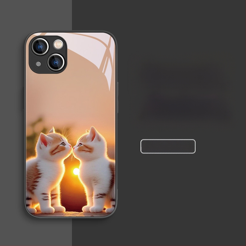 Carcasă de telefon mobil pentru Apple 15, carcasă de telefon mobil pentru Apple 16, carcasă de telefon mobil pentru Apple 13, cu design nou pentru cupluri, 15Pro, lichidă, 11Pro, pisică drăguță