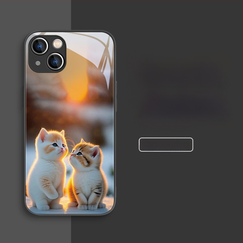 Carcasă de telefon mobil pentru Apple 15, carcasă de telefon mobil pentru Apple 16, carcasă de telefon mobil pentru Apple 13, cu design nou pentru cupluri, 15Pro, lichidă, 11Pro, pisică drăguță