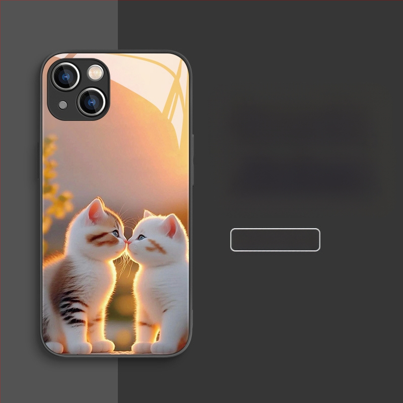 Carcasă de telefon mobil pentru Apple 15, carcasă de telefon mobil pentru Apple 16, carcasă de telefon mobil pentru Apple 13, cu design nou pentru cupluri, 15Pro, lichidă, 11Pro, pisică drăguță