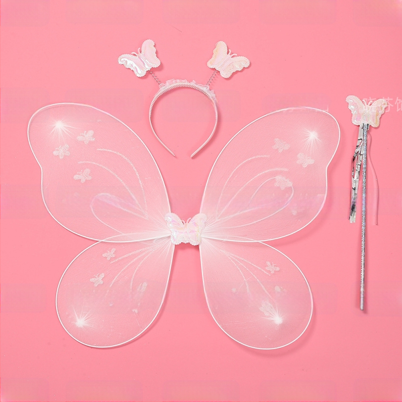 Naujas „Wings Butterfly“ vaikų nugaros dekoracija, stebuklinga lazdelė, galvos apdangalas, gėlė, fėja, žaislas, vaikams, trijų dalių rinkinys, gamyklos didmeninė prekyba