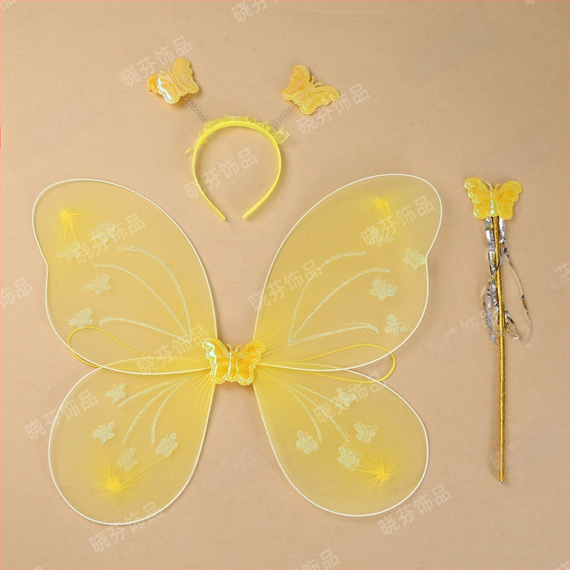 Naujas „Wings Butterfly“ vaikų nugaros dekoracija, stebuklinga lazdelė, galvos apdangalas, gėlė, fėja, žaislas, vaikams, trijų dalių rinkinys, gamyklos didmeninė prekyba