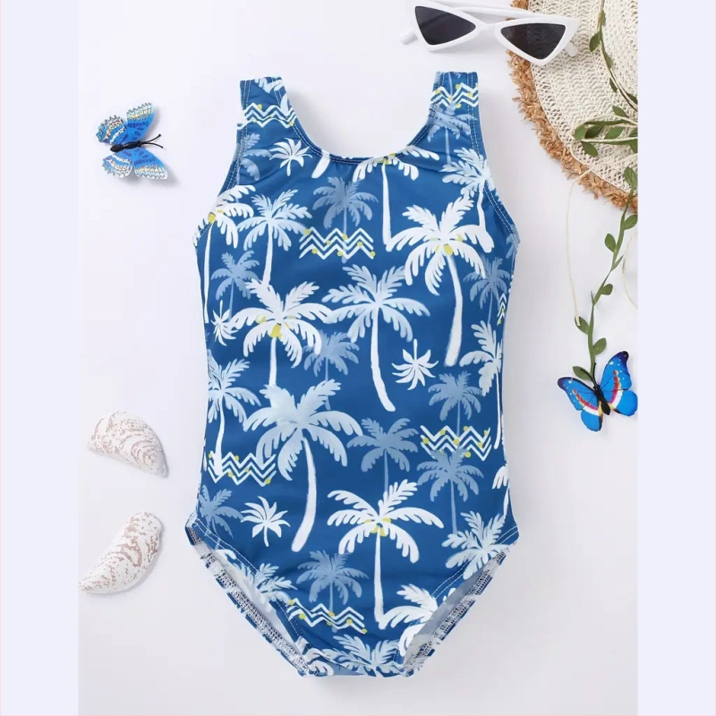 Väliskaubanduse armas moodne koomiksiprintsess-tüdruk trükitud ühes tükis ujumistrikoo lumehelveste trükitud laste basseinipeo ujumistrikoo