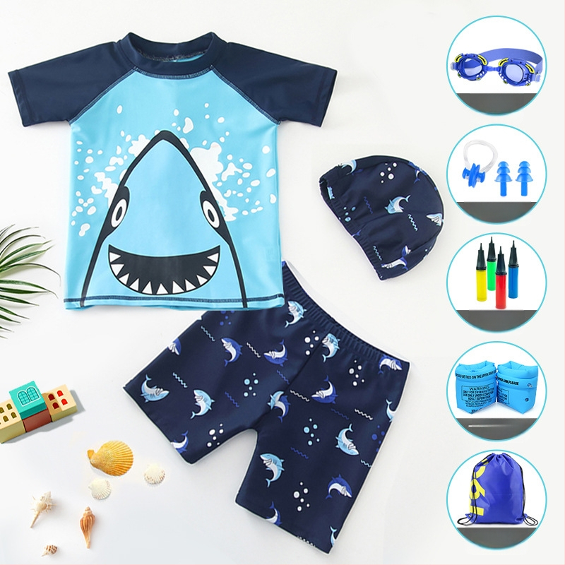 Costum de baie cu desene animate Shark, costum de baie pentru băieți, dintr-o bucată, costum de baie pentru plajă, izvoare termale, înot, copii, costum de baie en-gros