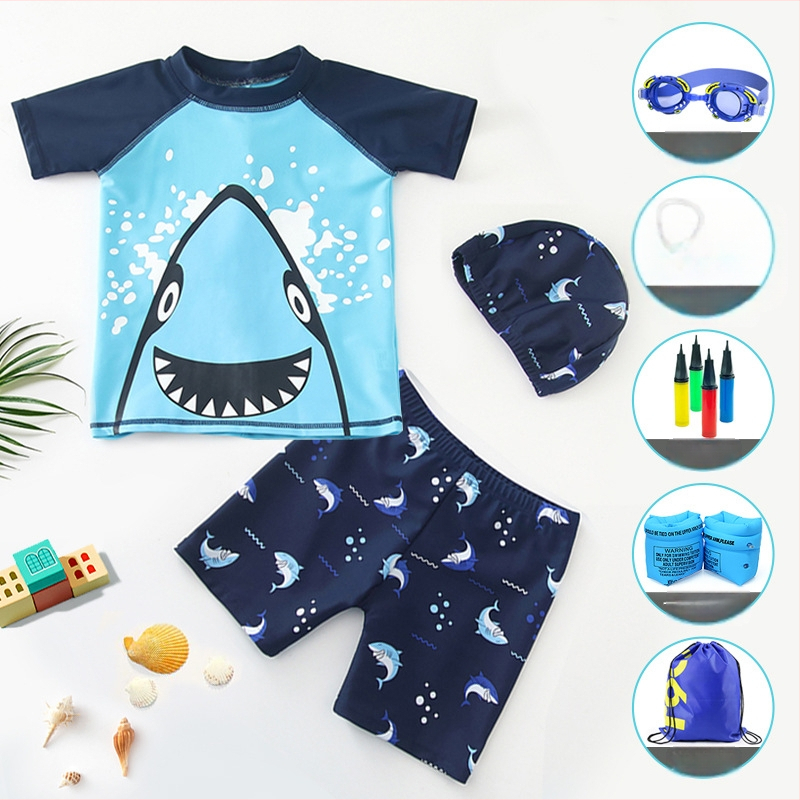 Costum de baie cu desene animate Shark, costum de baie pentru băieți, dintr-o bucată, costum de baie pentru plajă, izvoare termale, înot, copii, costum de baie en-gros