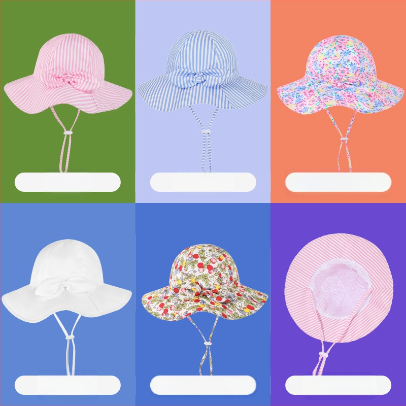 Piiriülene uus suvine laste kuueosaline vibuga päikesemüts tuulekindel päikesekaitsekreemiga kalurimüts beebimüts