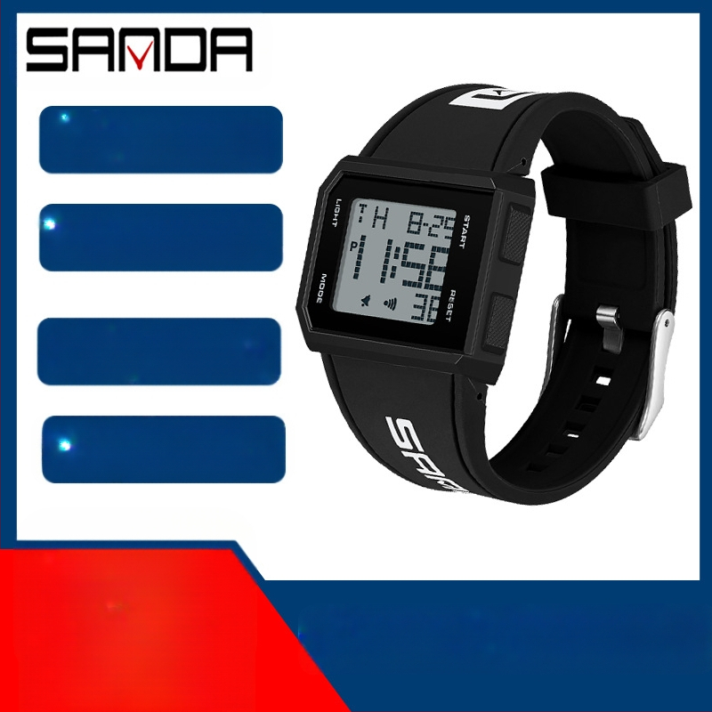 Sanda Aliexpress populārs kvadrātveida pulkstenis vīriešiem un sievietēm, viena displeja gaismas elektroniskais pulkstenis, jauniešu daudzfunkcionāls personalizēts pulkstenis