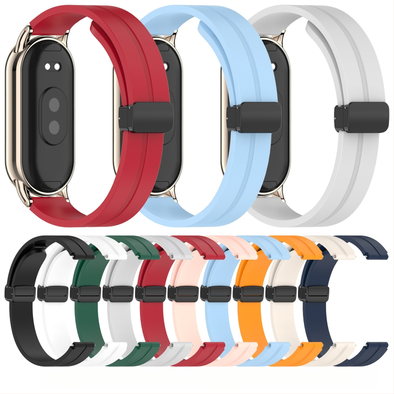 „Zhihong“ tinka „Xiaomi Mi Band 9/10“ 8-osios kartos universaliam NFC12Mm silikoniniam grynos spalvos magnetiniam sulankstomam dirželiui