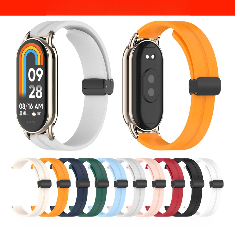 „Zhihong“ tinka „Xiaomi Mi Band 9/10“ 8-osios kartos universaliam NFC12Mm silikoniniam grynos spalvos magnetiniam sulankstomam dirželiui