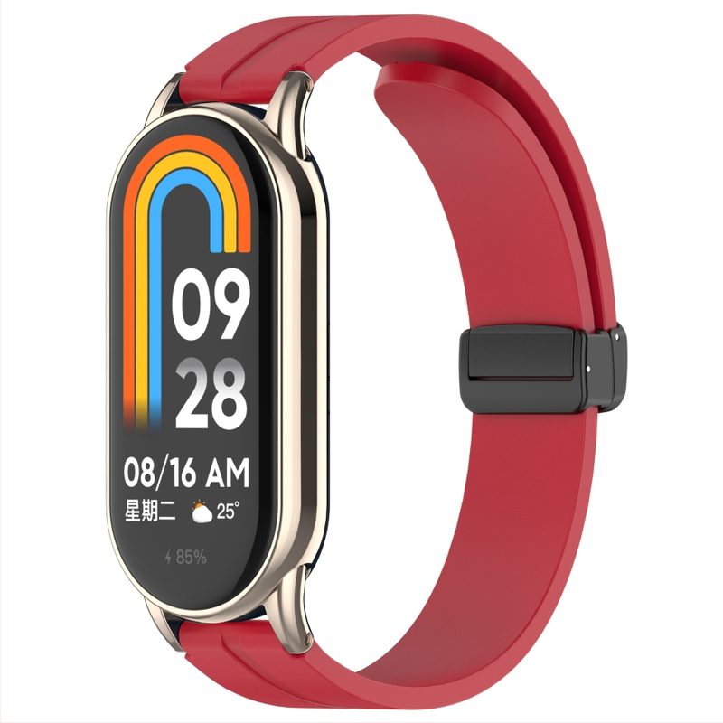 „Zhihong“ tinka „Xiaomi Mi Band 9/10“ 8-osios kartos universaliam NFC12Mm silikoniniam grynos spalvos magnetiniam sulankstomam dirželiui