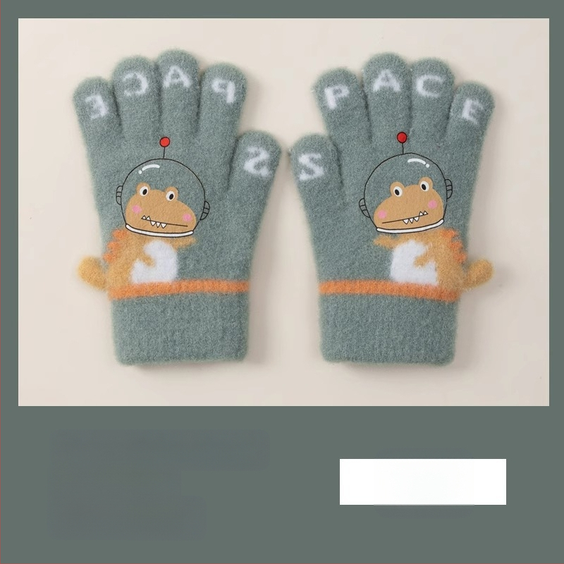 Laste soojad kindad sügiseks ja talveks, viie sõrmega dinosauruste multifilmitegelastega, sõrmedega kirjutamiseks, poistele ja tüdrukutele, beebidele, talveks, fliisvoodriga, külmumisvastased