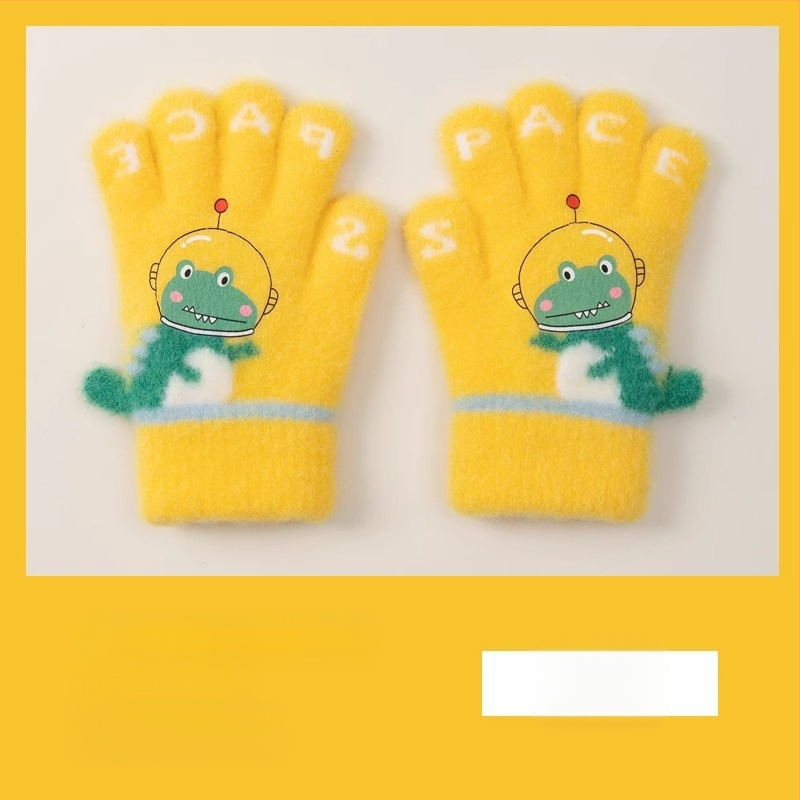 Laste soojad kindad sügiseks ja talveks, viie sõrmega dinosauruste multifilmitegelastega, sõrmedega kirjutamiseks, poistele ja tüdrukutele, beebidele, talveks, fliisvoodriga, külmumisvastased