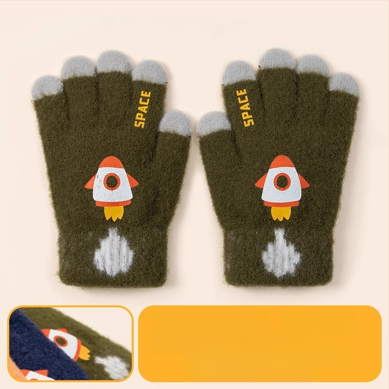 Laste soojad kindad sügiseks ja talveks, viie sõrmega dinosauruste multifilmitegelastega, sõrmedega kirjutamiseks, poistele ja tüdrukutele, beebidele, talveks, fliisvoodriga, külmumisvastased
