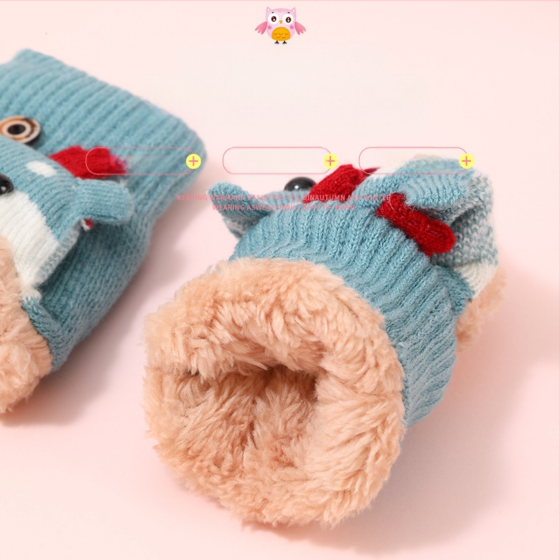 Sügise ja talve laste jõulukindad Fox flip-kindad Korea armsad paksendatud fliisvoodriga õpilastele mõeldud soojad kirjutuskindad