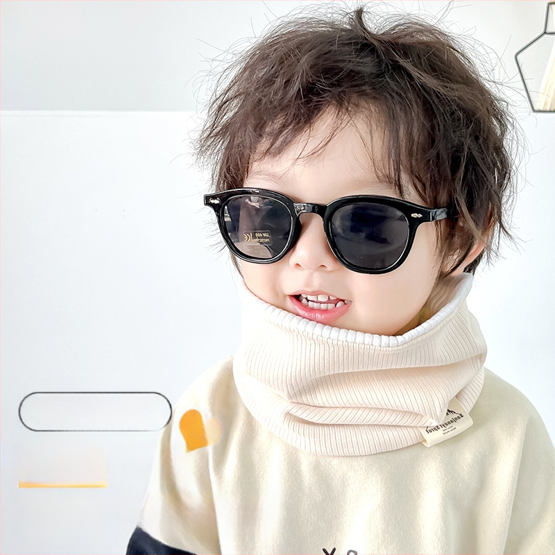 Sügis-talvine riidest sildiga kootud sall, ühevärviline soe pulloverkraega, poistele ja tüdrukutele, lihtne laste kahekihiline kontrastvärvi sall