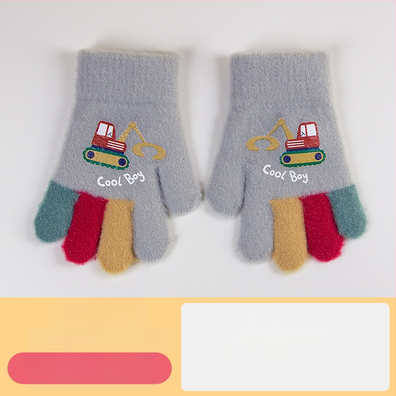 Sügis-talvised poolsõrmega ülespööratavad sõrmedeta kootud lasteaiapoiste paksendatud ja soojad talvised multifilmidest villased lastekindad