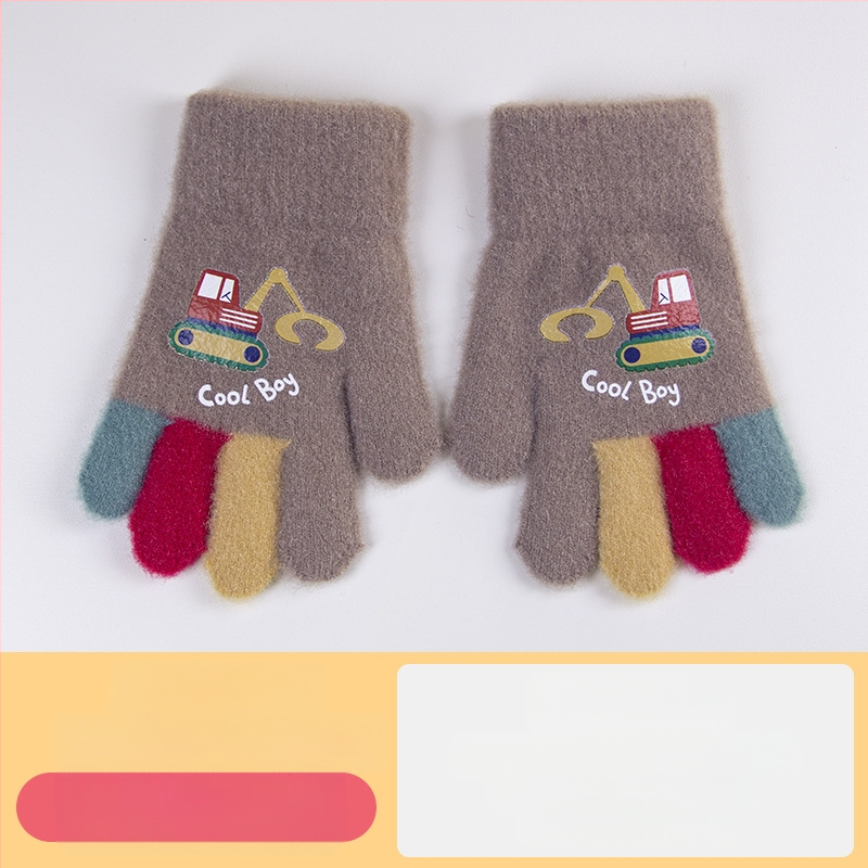 Sügis-talvised poolsõrmega ülespööratavad sõrmedeta kootud lasteaiapoiste paksendatud ja soojad talvised multifilmidest villased lastekindad