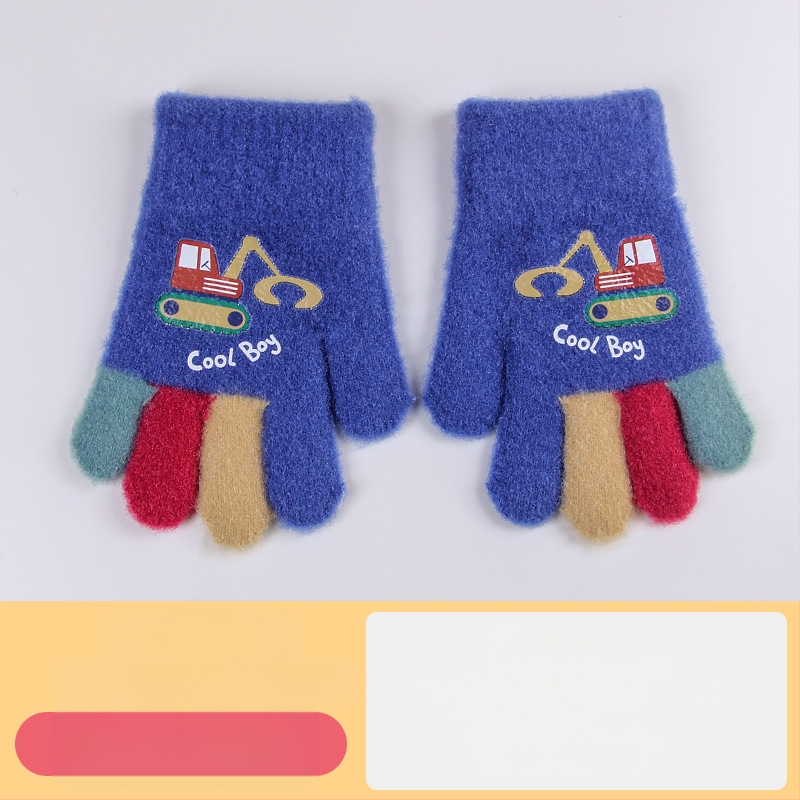 Sügis-talvised poolsõrmega ülespööratavad sõrmedeta kootud lasteaiapoiste paksendatud ja soojad talvised multifilmidest villased lastekindad