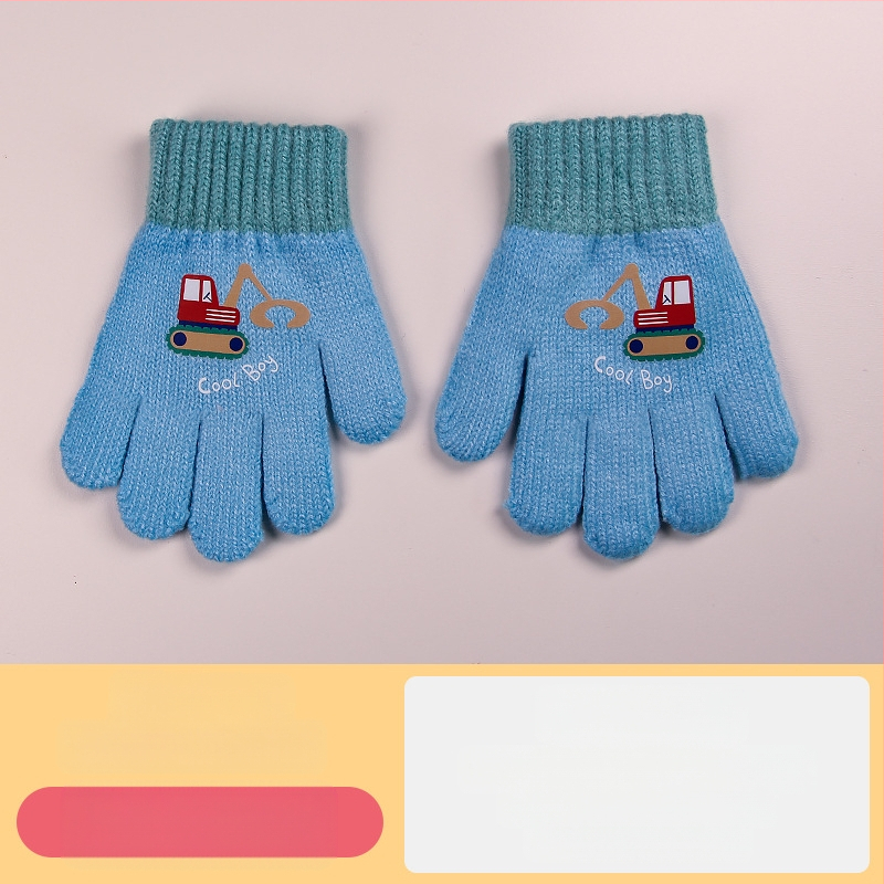 Sügis-talvised poolsõrmega ülespööratavad sõrmedeta kootud lasteaiapoiste paksendatud ja soojad talvised multifilmidest villased lastekindad