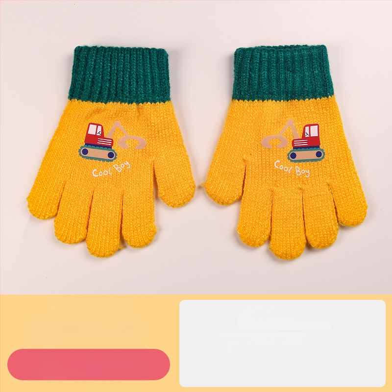 Sügis-talvised poolsõrmega ülespööratavad sõrmedeta kootud lasteaiapoiste paksendatud ja soojad talvised multifilmidest villased lastekindad