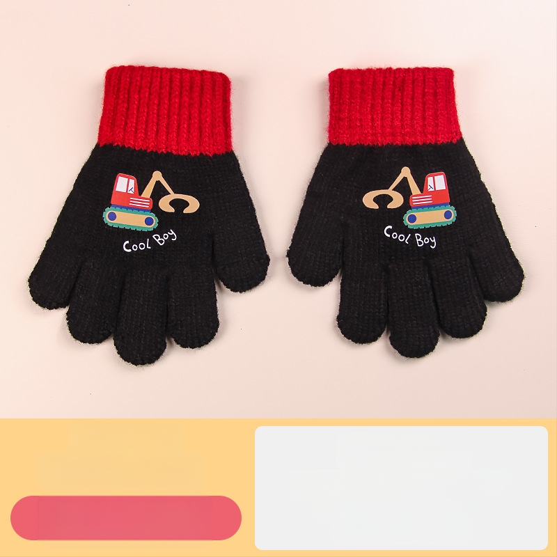 Sügis-talvised poolsõrmega ülespööratavad sõrmedeta kootud lasteaiapoiste paksendatud ja soojad talvised multifilmidest villased lastekindad