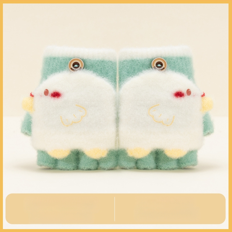 Sügis-talvised poolsõrmega ülespööratavad sõrmedeta kootud lasteaiapoiste paksendatud ja soojad talvised multifilmidest villased lastekindad