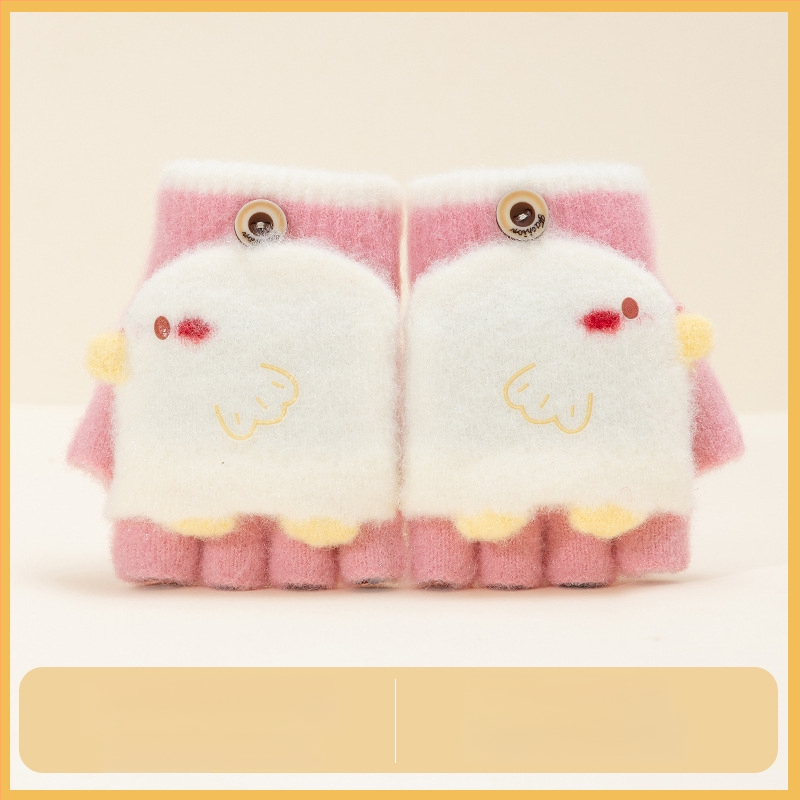 Sügis-talvised poolsõrmega ülespööratavad sõrmedeta kootud lasteaiapoiste paksendatud ja soojad talvised multifilmidest villased lastekindad