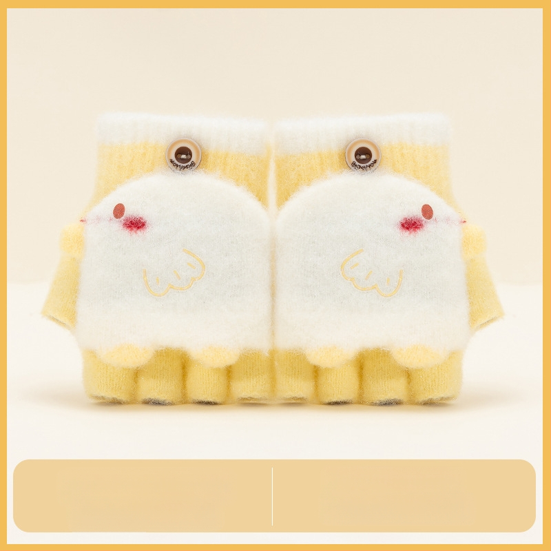 Sügis-talvised poolsõrmega ülespööratavad sõrmedeta kootud lasteaiapoiste paksendatud ja soojad talvised multifilmidest villased lastekindad