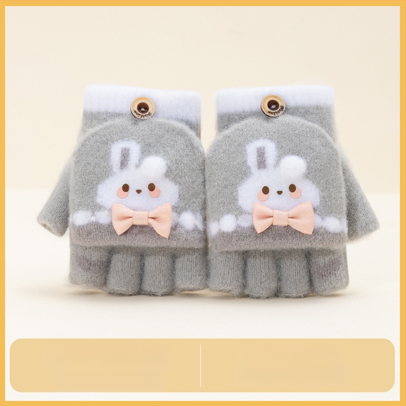 Sügis-talvised poolsõrmega ülespööratavad sõrmedeta kootud lasteaiapoiste paksendatud ja soojad talvised multifilmidest villased lastekindad