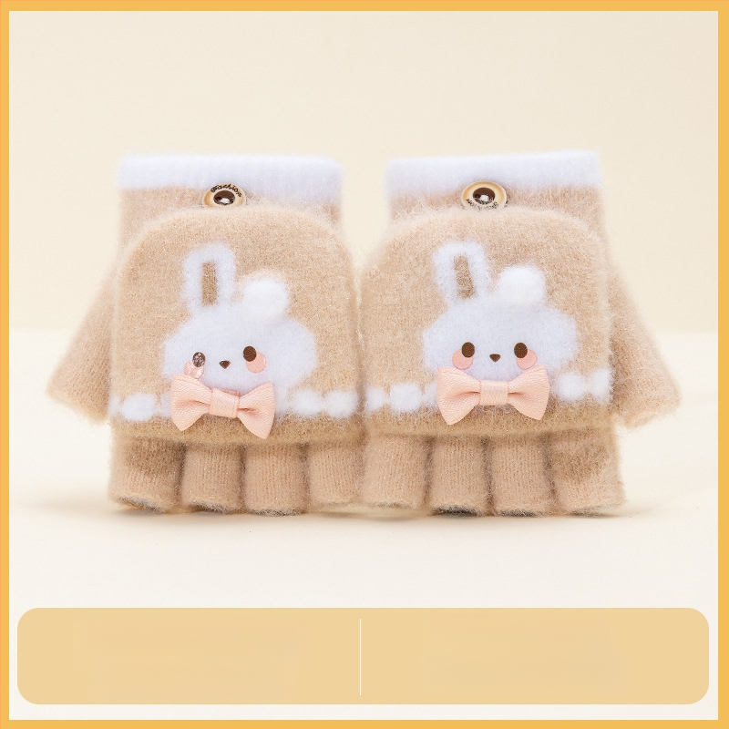 Sügis-talvised poolsõrmega ülespööratavad sõrmedeta kootud lasteaiapoiste paksendatud ja soojad talvised multifilmidest villased lastekindad