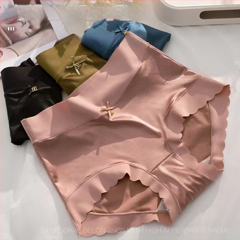 Autentiskas vairumtirdzniecības luksusa satīna ledus zīda biksītes sievietēm, bezšuvju, augsta jostasvieta, liela izmēra zīdkoka zīda antibakteriāla apakšveļa sievietēm.