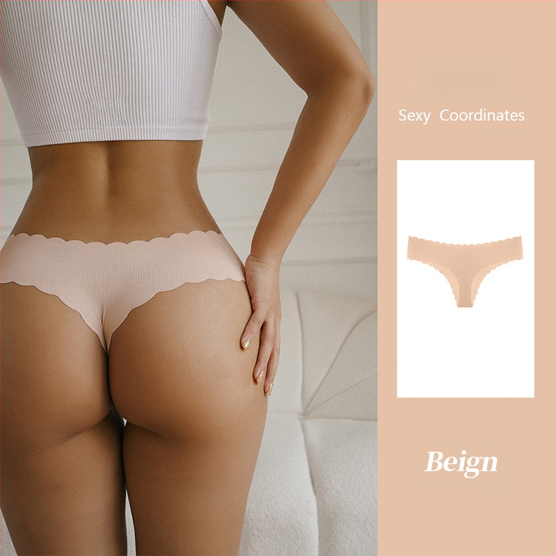 Tume Ευρωπαϊκό Μέγεθος English Mark Ribbed Ice Silk Αδιάβροχο Κυματιστό Άκρο Γυναικείο Μεγάλο Μέγεθος Χαμηλή Μέση Ροδακινί Γλουτό Σέξι