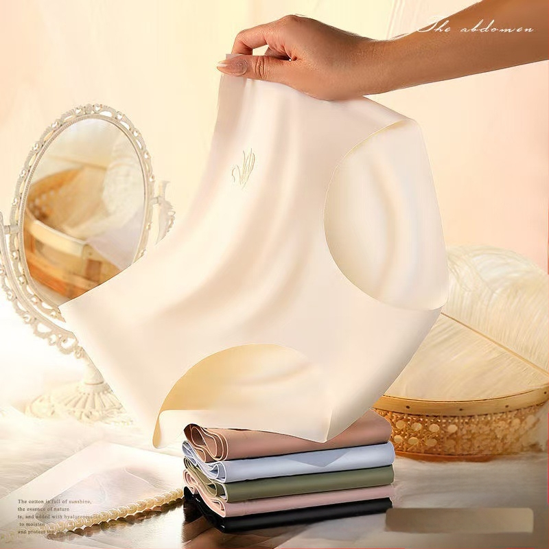 Ženske gaćice od ledene svile, srednjeg struka, za podizanje trbuha, tanke, prozračne, visokoelastične, 3D Apple, za bokove, od čistog pamuka, bakteriostatske, za međunožje, bez tragova