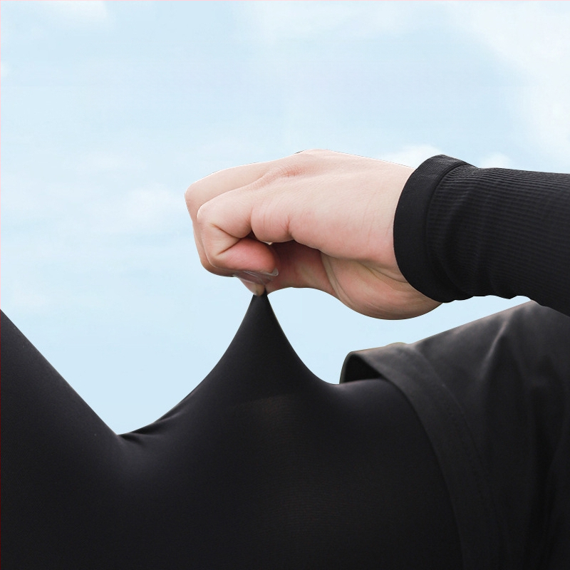 Apsauginės ledo rankovės nuo saulės. Vyriškos plius dydžio ledo šilko rankovės. Laisvos rankovės su trąšomis, kurios padidina kvėpavimą ir apsaugo nuo UV spindulių. Važiavimas dviračiu lauke.