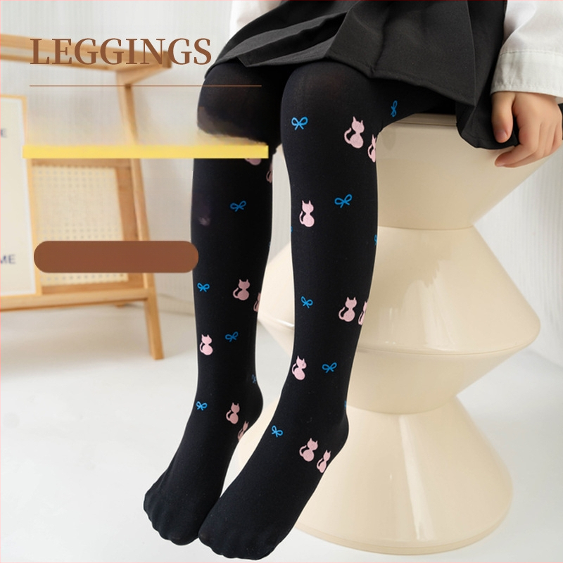 Jalatuteta sokid laste sukkpüksid 2024 suvised uued tüdrukute kassipojamustriga ühe kehaga tantsusokid pealisrõivad retuusid