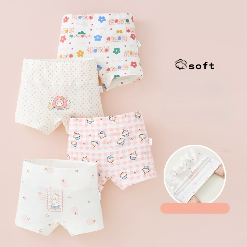 Mergaičių apatiniai iš grynos medvilnės, A klasės medvilnės, aukštu juosmeniu, pilvuką apsaugantys bokseriai. Mergaičių rudens vidurio ir žiemos šortai be sėdmenų kirpimo.