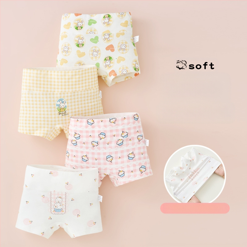 Mergaičių apatiniai iš grynos medvilnės, A klasės medvilnės, aukštu juosmeniu, pilvuką apsaugantys bokseriai. Mergaičių rudens vidurio ir žiemos šortai be sėdmenų kirpimo.