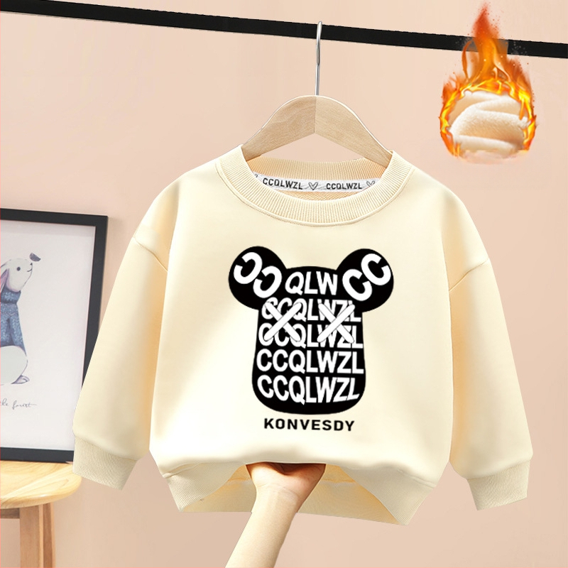 Tvornica veleprodaje 2023 novi dječji džemper proljeće i jesen crtani zapadnjački stil od čistog pamuka s flis podstavom od zadebljanog zimskog topića