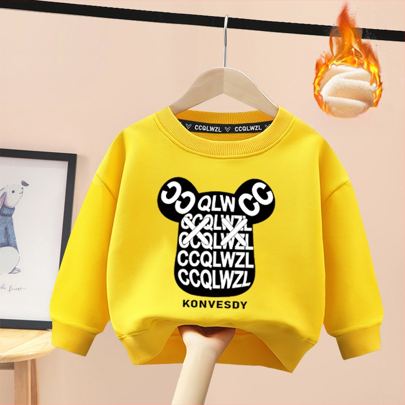 Tvornica veleprodaje 2023 novi dječji džemper proljeće i jesen crtani zapadnjački stil od čistog pamuka s flis podstavom od zadebljanog zimskog topića