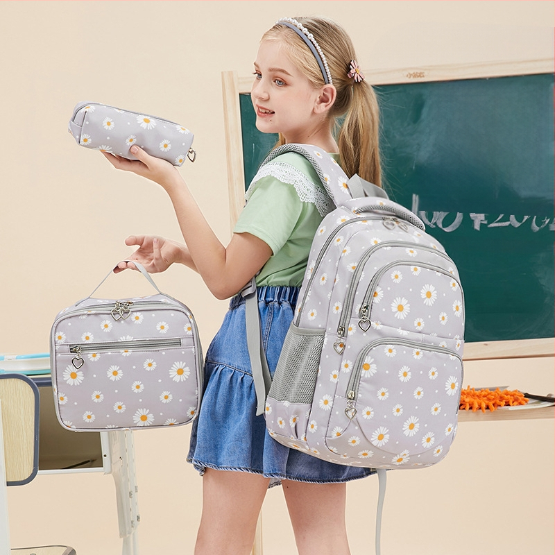 Nauja tarpvalstybinė kuprinė moterims pradinės mokyklos mokinei, šviežio spausdinimo kuprinė, atspari vandeniui, mielas krepšys su ramunėlėmis