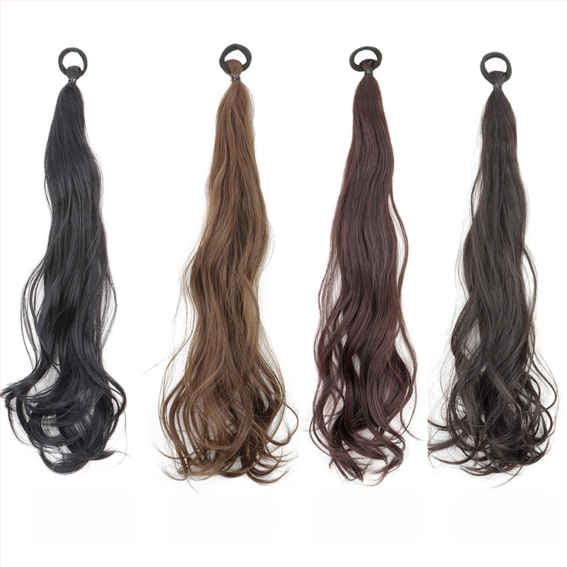 Perucă en-gros din fabrică, coadă de cal pentru femei, poate fi legată cu bandă de cauciuc dublă, coadă de cal lungă, perucă naturală cu coadă de cal