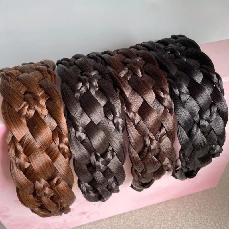 Perucă lărgită, cu bandă de susținere îngroșată cu șase fire, împletitură răsucită, cu bandă de susținere pentru femei, o singură bucată, cu os de pește, cu bandă de susținere, accesorii de păr