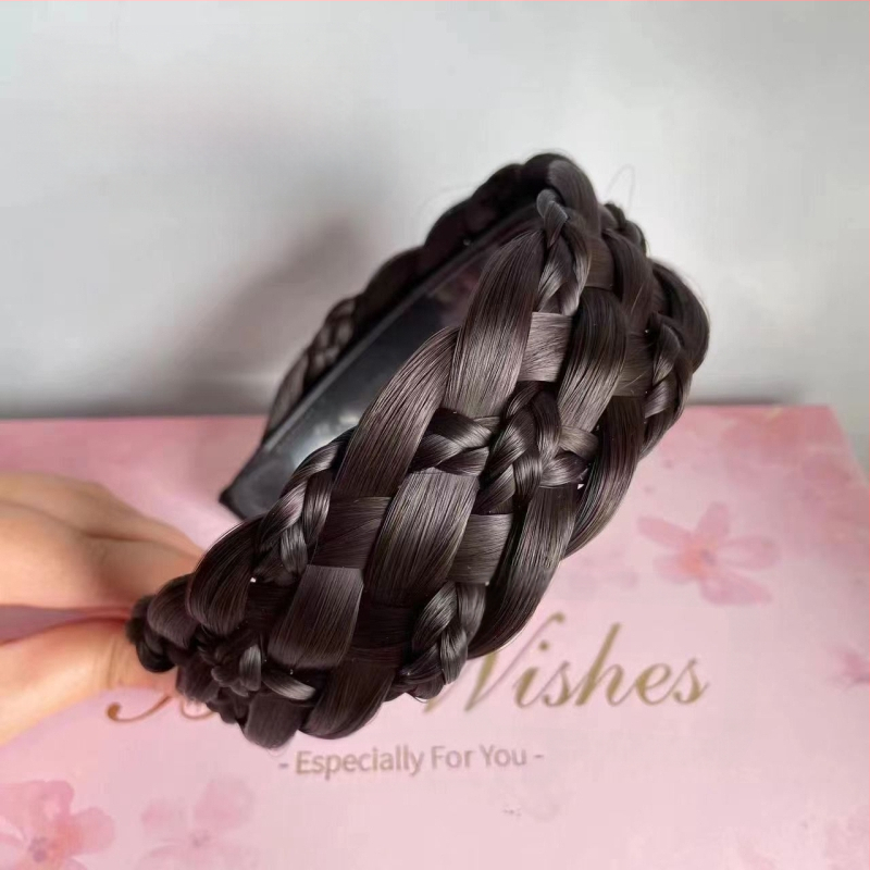 Perucă lărgită, cu bandă de susținere îngroșată cu șase fire, împletitură răsucită, cu bandă de susținere pentru femei, o singură bucată, cu os de pește, cu bandă de susținere, accesorii de păr