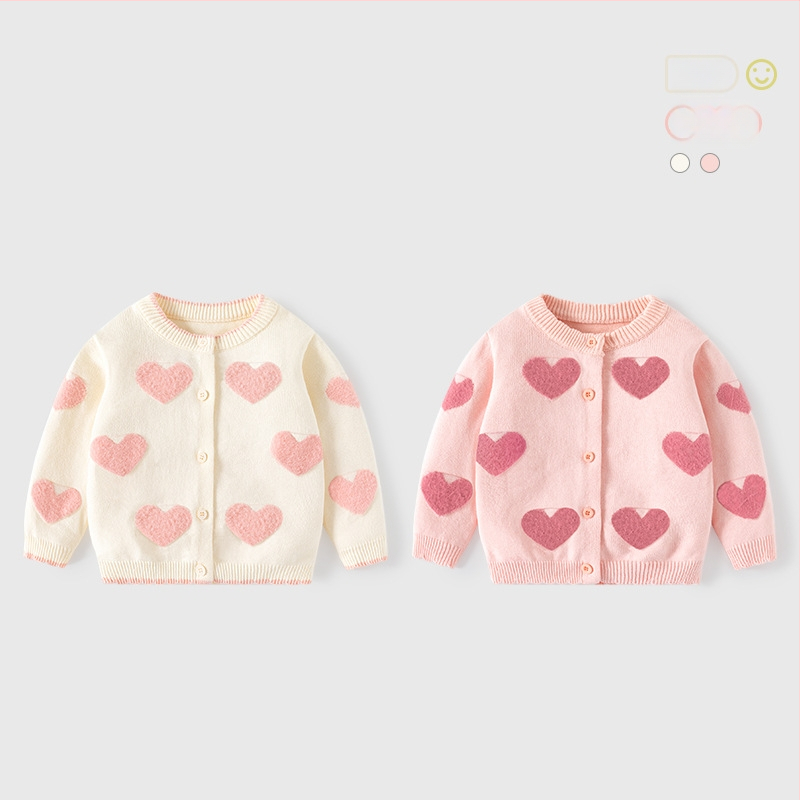 Pehme ja vahase südamega puhtast puuvillast beebikampsun Kategooria Sügis- ja talvetüdrukute kampsun, kardigan Kootud beebikampsun Üleriided
