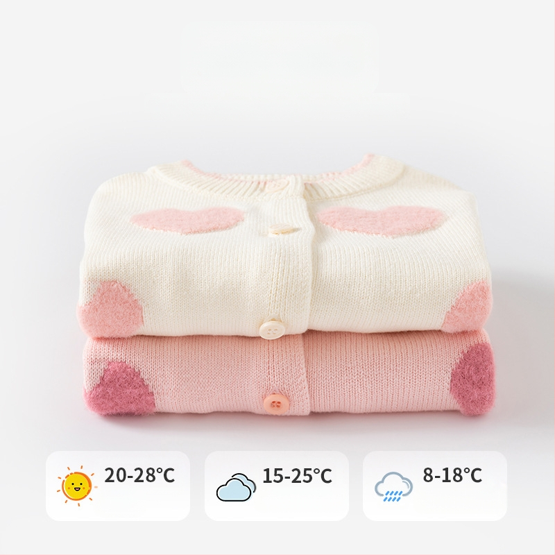 Pehme ja vahase südamega puhtast puuvillast beebikampsun Kategooria Sügis- ja talvetüdrukute kampsun, kardigan Kootud beebikampsun Üleriided