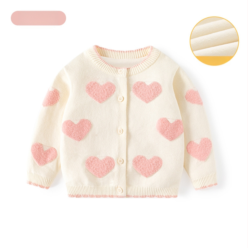Pehme ja vahase südamega puhtast puuvillast beebikampsun Kategooria Sügis- ja talvetüdrukute kampsun, kardigan Kootud beebikampsun Üleriided